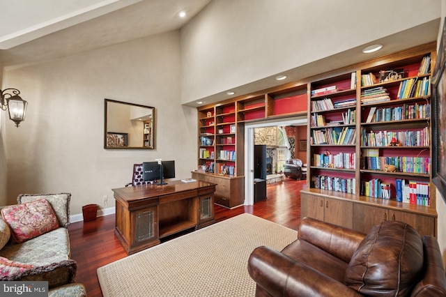 6 Keystone Way, Princeton Junction, NJ 08550 - home office featuring wood finished floors, baseboards, a towering ceiling, and recessed lighting