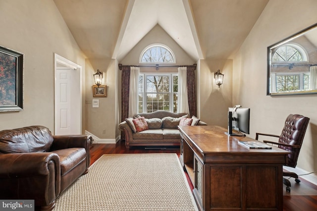 6 Keystone Way, Princeton Junction, NJ 08550 - office with lofted ceiling, dark wood-style flooring, and baseboards