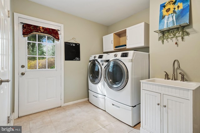 6 Keystone Way, Princeton Junction, NJ 08550 - laundry room with independent washer and dryer, cabinet space, light tile patterned floors, and baseboards