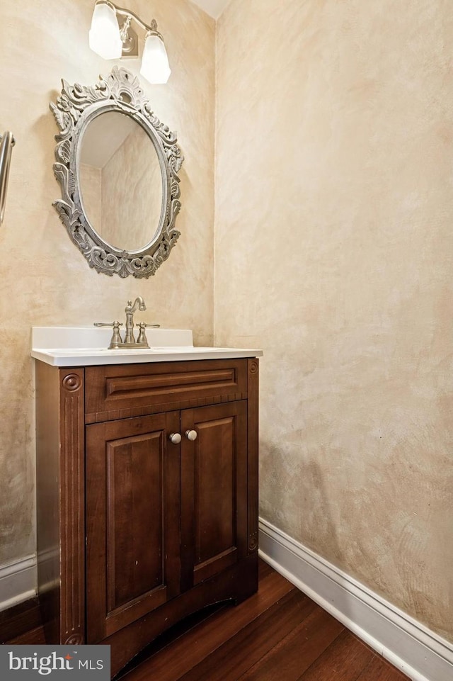 6 Keystone Way, Princeton Junction, NJ 08550 - bathroom with wood finished floors, baseboards, and vanity