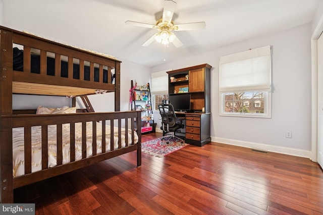 6 Keystone Way, Princeton Junction, NJ 08550 - bedroom with an office area, baseboards, and dark wood-style flooring