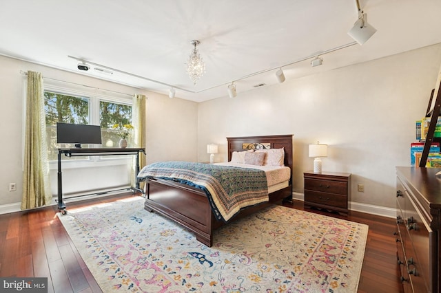 6 Keystone Way, Princeton Junction, NJ 08550 - bedroom with rail lighting, a chandelier, hardwood / wood-style floors, and baseboards