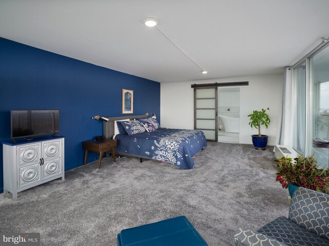 3900 Ford Rd Unit 21E & 20E, Philadelphia, PA 19131 - bedroom featuring a barn door and carpet flooring