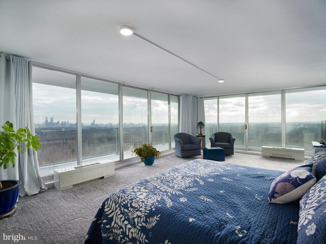 3900 Ford Rd Unit 21E & 20E, Philadelphia, PA 19131 - carpeted bedroom featuring a city view and a wall of windows