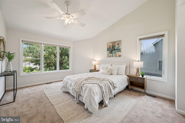 5071 Columbia Rd, Columbia, MD 21044 - carpeted bedroom featuring baseboards, lofted ceiling, and ceiling fan