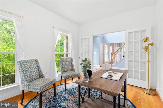 10840 Wolfsville Rd, Myersville, MD 21773 - office space featuring french doors, light wood-style flooring, and baseboards