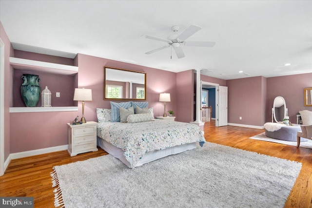 10840 Wolfsville Rd, Myersville, MD 21773 - bedroom featuring wood finished floors, baseboards, recessed lighting, and ceiling fan