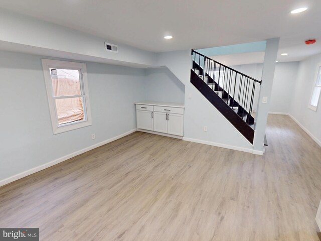 6 W Griffith St, Penns Grove, NJ 08069 - basement with stairs, light wood-style flooring, recessed lighting, and baseboards