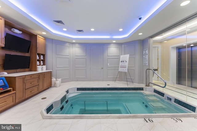 1632 Chain Bridge Rd, Mclean, VA 22101 - view of pool with a hot tub and elevator