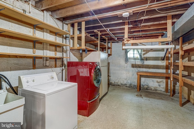 2306 Marline Ct, Woodbridge, VA 22192 - basement featuring washer and clothes dryer and a sink