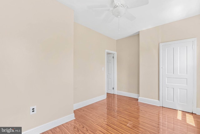 159 W Palmer St, Philadelphia, PA 19122 - unfurnished bedroom with light wood-style flooring, baseboards, and ceiling fan