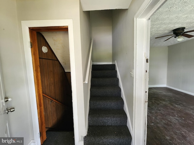 1609 Spruce St, Baltimore City, MD 21226 - stairs with ceiling fan and baseboards