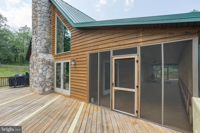 2020 Quaint Acres Ln, Berkeley Springs, WV 25411 - deck with a sunroom and a grill