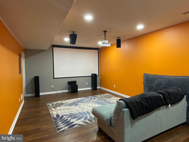 614 Empire Dr, Downingtown, PA 19335 - home theater featuring wood finished floors, recessed lighting, and baseboards