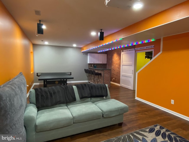 614 Empire Dr, Downingtown, PA 19335 - living room with baseboards, recessed lighting, and dark wood finished floors