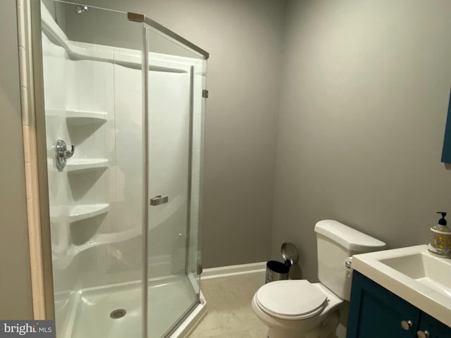 614 Empire Dr, Downingtown, PA 19335 - bathroom with a shower stall, vanity, and toilet