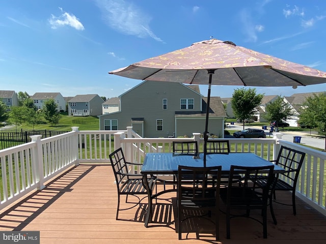 614 Empire Dr, Downingtown, PA 19335 - wooden deck featuring a residential view and outdoor dining space