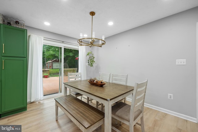 8170 Sinclair Mill Rd, Manassas, VA 20112 - dining space with a chandelier, light wood-type flooring, recessed lighting, and baseboards