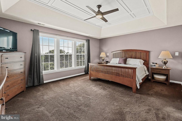 202 Galyn Dr, Brunswick, MD 21758 - bedroom featuring a tray ceiling, carpet flooring, baseboards, and a ceiling fan