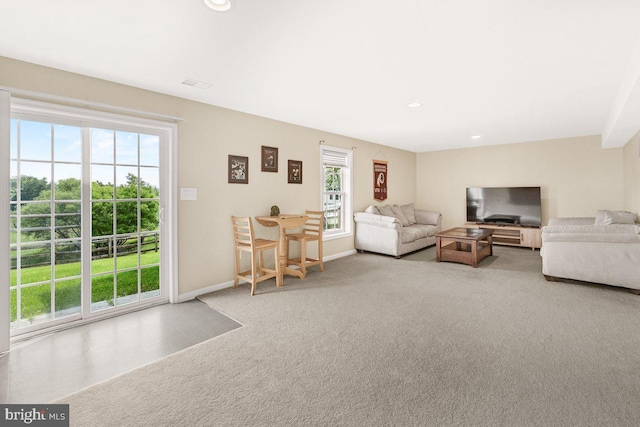 202 Galyn Dr, Brunswick, MD 21758 - carpeted living room featuring baseboards and recessed lighting