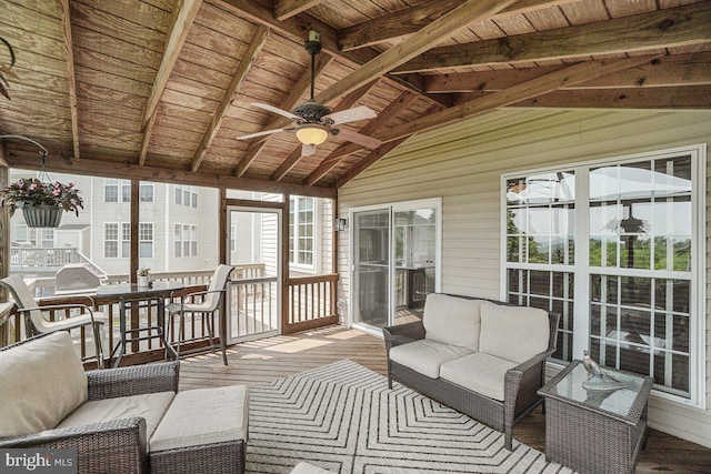 202 Galyn Dr, Brunswick, MD 21758 - sunroom / solarium featuring ceiling fan and an outdoor hangout area
