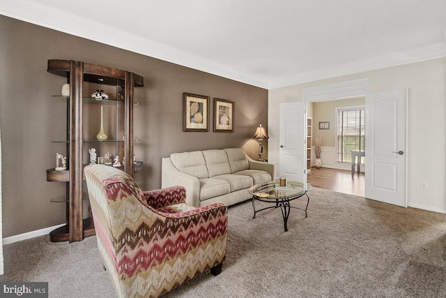 202 Galyn Dr, Brunswick, MD 21758 - carpeted living area with crown molding and baseboards