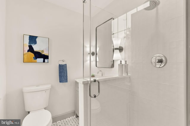 3520 28th St NE, Washington, DC 20018 - full bathroom featuring toilet, a stall shower, and baseboards