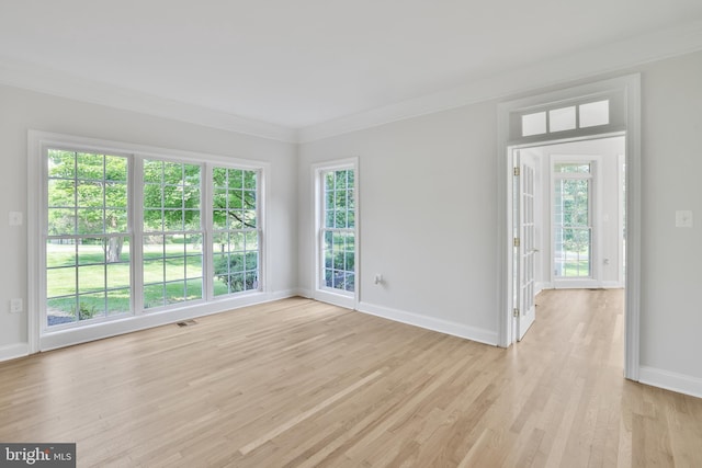 17301 Roundmont Pl, Round Hill, VA 20141 - spare room featuring baseboards, light wood finished floors, and ornamental molding
