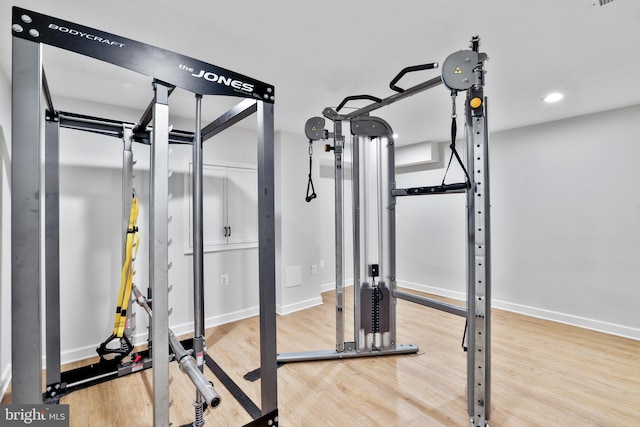 17301 Roundmont Pl, Round Hill, VA 20141 - exercise area featuring wood finished floors, baseboards, and recessed lighting