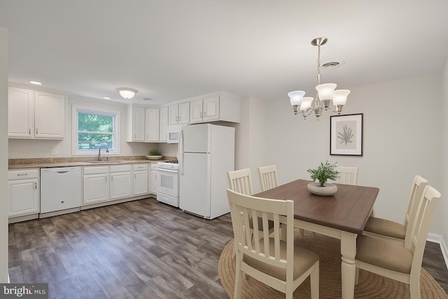 17301 Roundmont Pl, Round Hill, VA 20141 - dining area featuring a chandelier, dark wood-type flooring, and recessed lighting
