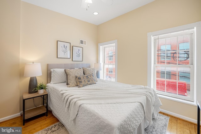234 E Barney St E, Baltimore, MD 21230 - bedroom featuring baseboards, light wood-type flooring, recessed lighting, and a ceiling fan
