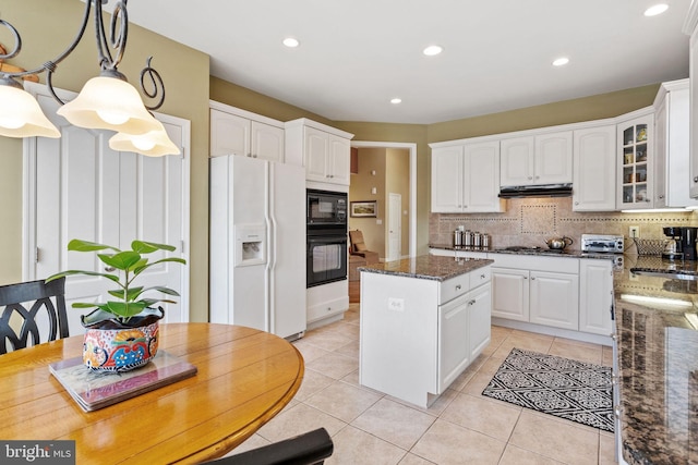 6 Easton Ln, Cinnaminson, NJ 08077 - kitchen featuring black appliances, under cabinet range hood, tasteful backsplash, white cabinetry, and recessed lighting