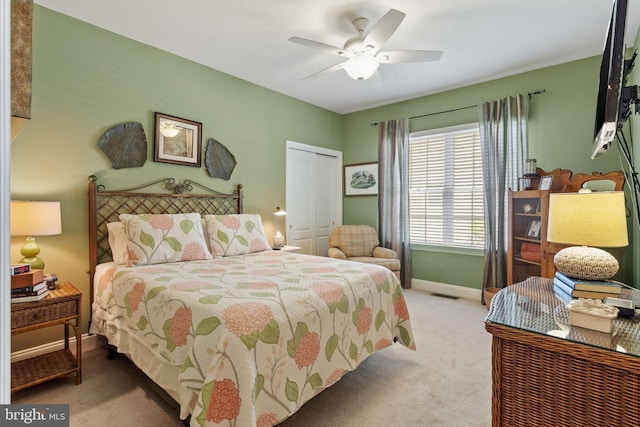 6 Easton Ln, Cinnaminson, NJ 08077 - carpeted bedroom with a closet, baseboards, and ceiling fan