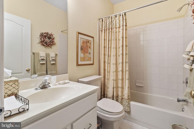 6 Easton Ln, Cinnaminson, NJ 08077 - bathroom featuring toilet, vanity, shower / tub combo with curtain, and tile patterned flooring