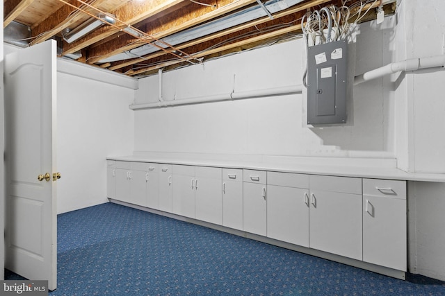 6 Easton Ln, Cinnaminson, NJ 08077 - unfinished below grade area with electric panel and carpet flooring