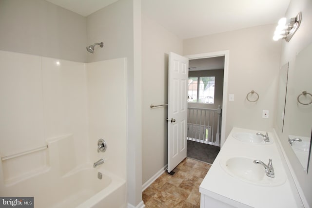 7 E Edgewater Ct, Sicklerville, NJ 08081 - full bath featuring double vanity,  shower combination, and baseboards