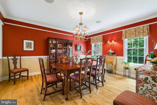 3525 Traveler Rd, Rockingham, VA 22801 - dining area with a chandelier, light wood finished floors, and ornamental molding