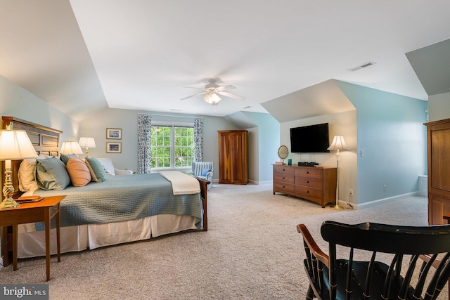 3525 Traveler Rd, Rockingham, VA 22801 - bedroom featuring lofted ceiling, carpet floors, and a ceiling fan