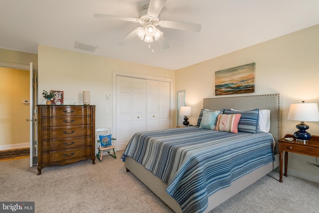 3525 Traveler Rd, Rockingham, VA 22801 - bedroom with a closet, light carpet, and ceiling fan
