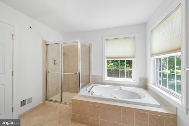 106 Gabrielle Ct Unit 8, Broomall, PA 19008 - full bathroom featuring tile patterned flooring, a jetted tub, and a stall shower