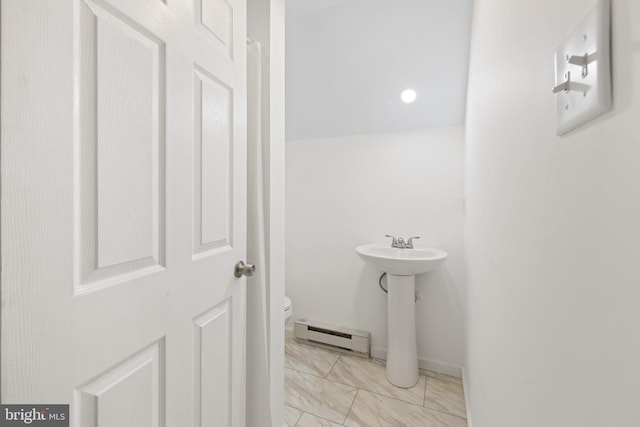 233 Kimble Rd, Berryville, VA 22611 - bathroom featuring a baseboard radiator and marble finish flooring