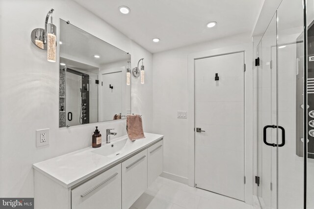 6101 Edsall Rd Unit 1111, Alexandria, VA 22304 - bathroom featuring vanity, a shower stall, and recessed lighting