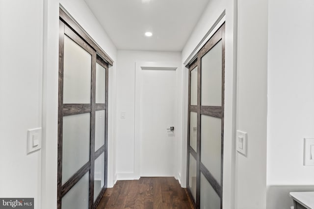 6101 Edsall Rd Unit 1111, Alexandria, VA 22304 - hallway featuring dark wood-style floors and recessed lighting