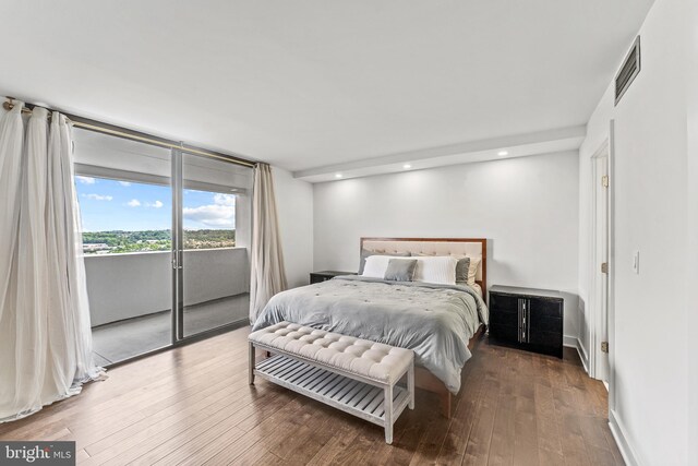 6101 Edsall Rd Unit 1111, Alexandria, VA 22304 - bedroom featuring access to outside, wood-type flooring, recessed lighting, and baseboards