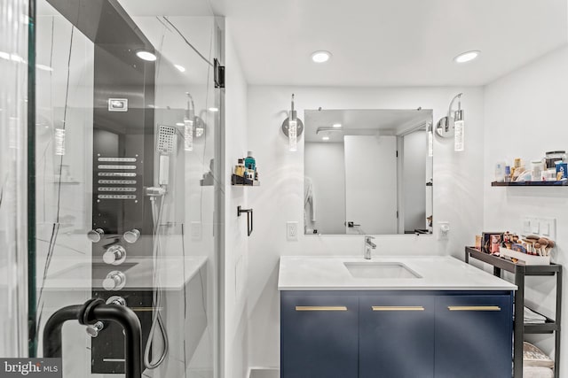 6101 Edsall Rd Unit 1111, Alexandria, VA 22304 - full bath featuring vanity, a stall shower, and recessed lighting