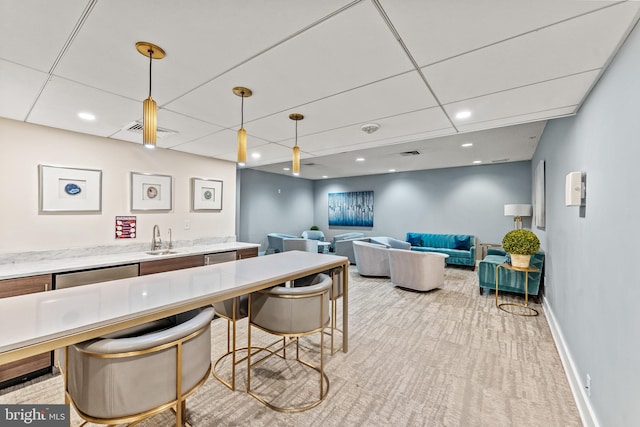 6101 Edsall Rd Unit 1111, Alexandria, VA 22304 - dining space with wet bar, light colored carpet, recessed lighting, and baseboards