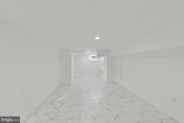 1910 E Atlantic St, Philadelphia, PA 19134 - below grade area featuring baseboards, recessed lighting, and light marble finish floors