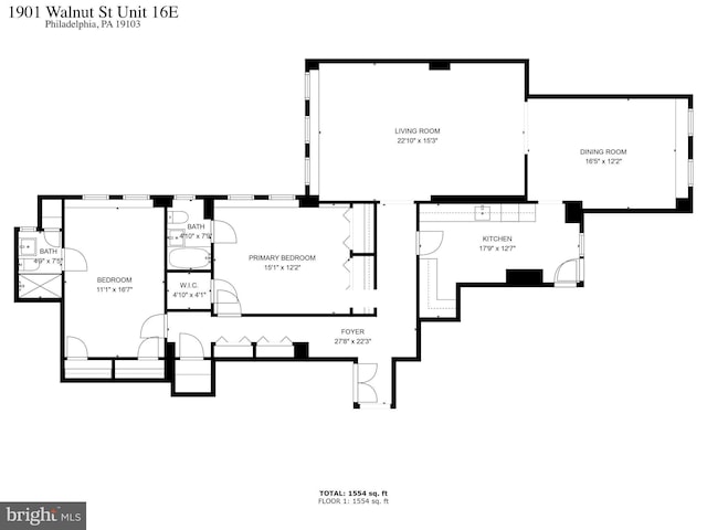 1901 Walnut St Unit 16E, Philadelphia, PA 19103 - home floor plan