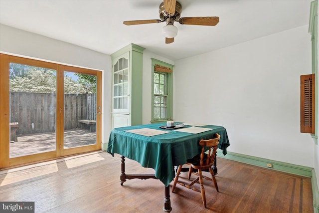 340 W Durham St, Philadelphia, PA 19119 - dining space featuring wood finished floors, baseboards, and ceiling fan