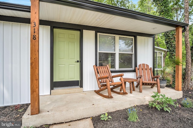 318 Mayfield Ct, Westminster, MD 21158 - doorway to property featuring board and batten siding and covered porch